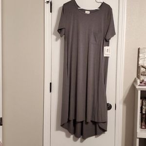 NWT LulaRoe Carly dress Women's Size Large Solid Gray hi-low swingdress